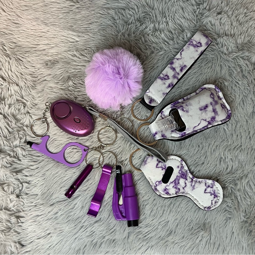 10pcs Purple Marble Safety Keychain Set